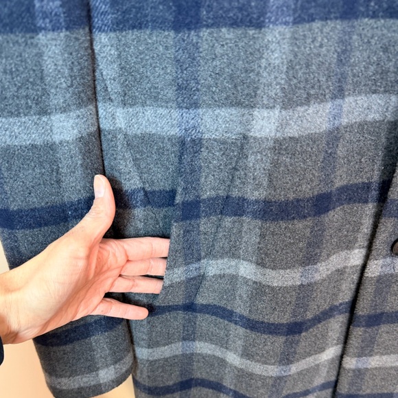 Tommy Hilfiger Men’s Plaid Addison Overcoat grey & navy wool blend Siz 44L tall - Picture 11 of 15